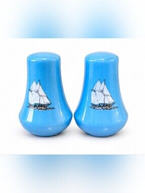 Kingswear Blue Sailboat Salt & Pepper Shakers – Vintage Ceramic Nautical Kitchen